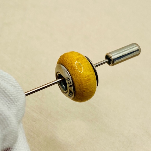 EUC HTF Pandora 790705 Sterling Silver Pau Amarelo Wood Charm - RETIRED - Picture 3 of 8